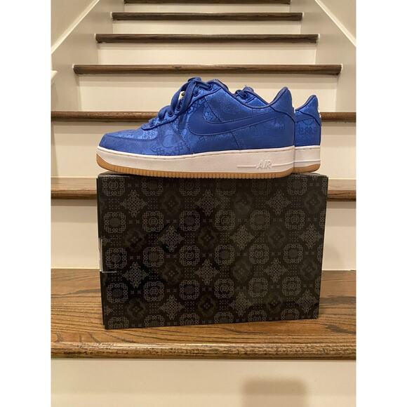 Nike Air Force 1 Premium x CLOT Royal Silk 2019 Size 10 Edison Chen Blue - Picture 6 of 10